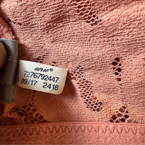 Aerie Bra Bralette Dusty Rose Layered Floral & Star Sheer Feminine Print Sz M - Picture 6 of 11